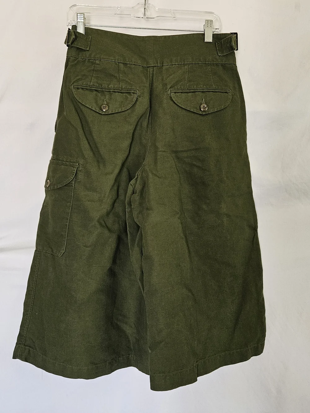 Banana Republic wide leg pleated culottes Womens 4 Olive Green Lagenlook Linen
